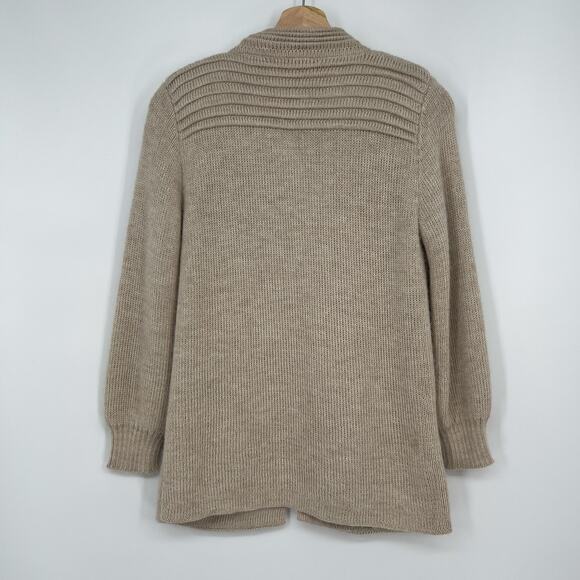 Perumarqui Alpaca Open Cardigan Sweater Women Medium Beige Pockets Peruvian Peru - Picture 5 of 10